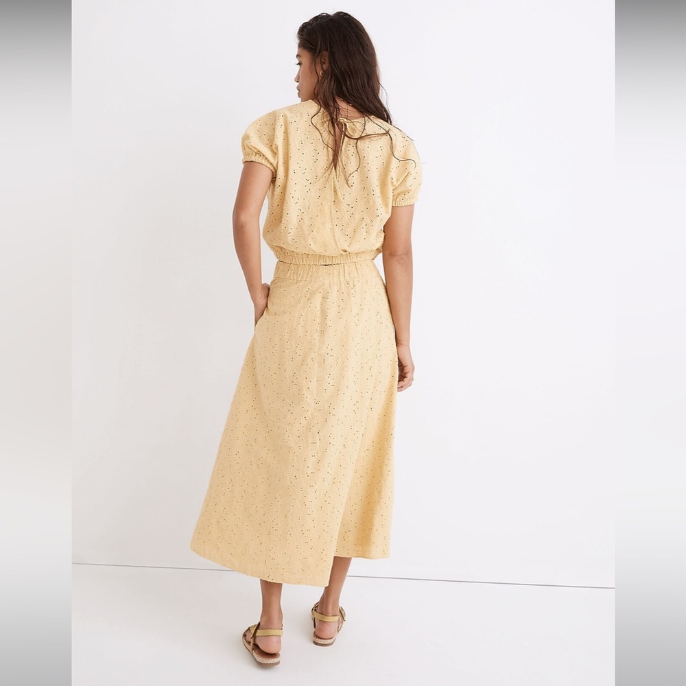 NWOT Madewell Eyelet Side-Button Midi Skirt in Dream-On Daisy - IVORY - Size XS - Picture 3 of 7